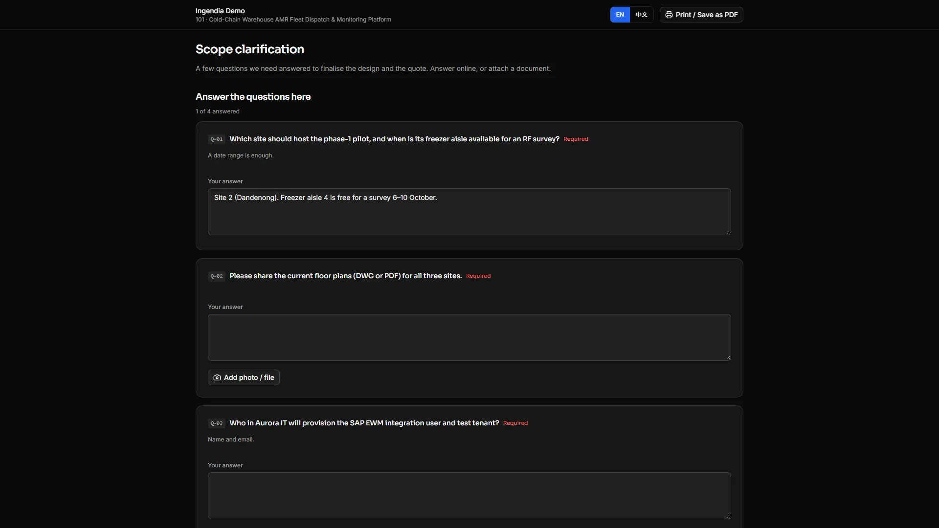 Ask the client once, on one link
