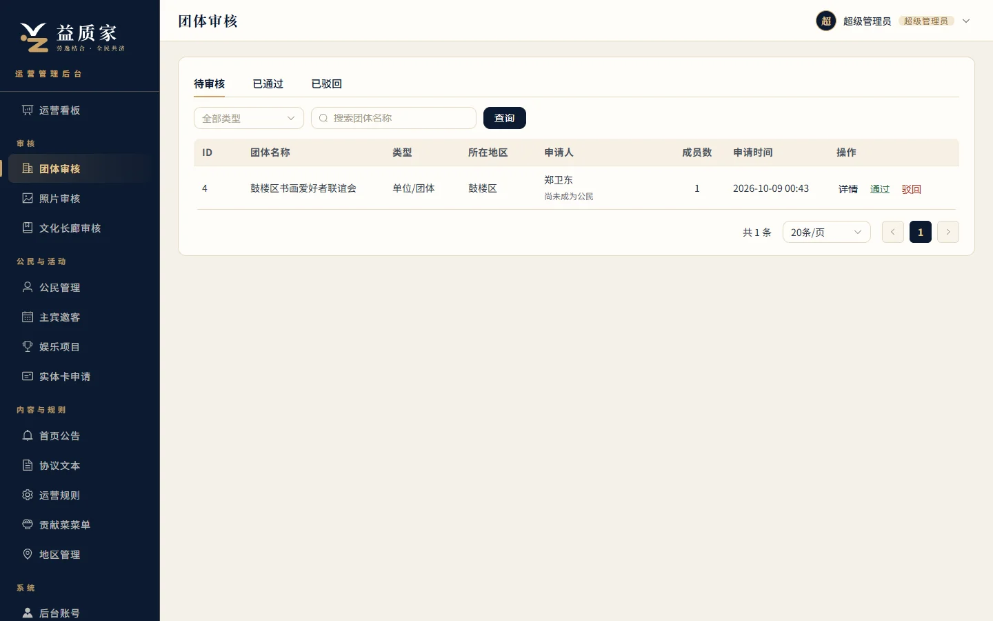 团体审核